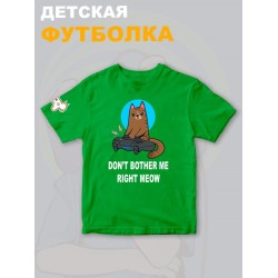 Футболка с котом геймером и надписью meow детская