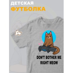 Футболка с котом геймером и надписью meow детская