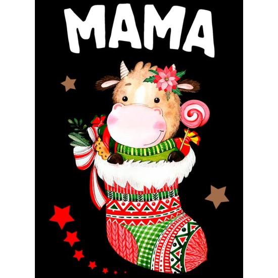 Футболка для мамы с коровой и коровкой mother новогодняя
