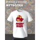 Парная футболка для двоих влюбленных на свадьбу "Angry birds" белая женская. Футболка с принтом для пар и для молодоженов.