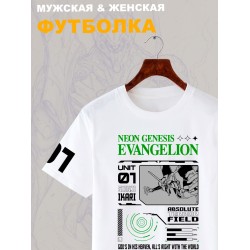 Футболка с принтом из мультсериала Евангелион в стиле аниме. Футболка унисекс Evangelion neon genesis в стиле street style для молодежи.