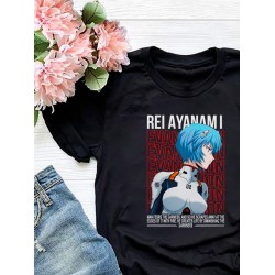Футболка аянами рей евангелион evangelion с принтом аниме rei ayanami retro anime aesthetic эстетика для анимешника отаку, черная женская мужская, y2k стрит стайл андеграунд прикольная одежда кэжуал.