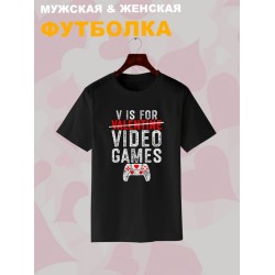 Футболка с принтом Valentine на День Валентина оверсайз черная. Футболка унисекс с надписью Video games в стиле street style для молодежи.