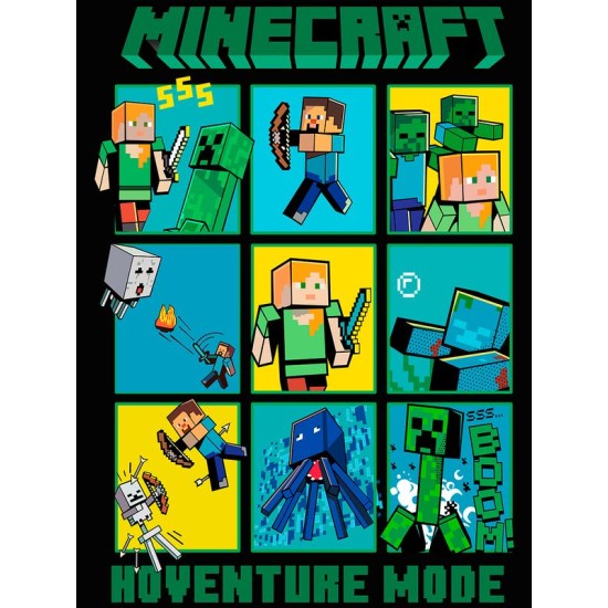 Детский шоппер Майнкрафт с персонажами Стив и Крипер с принтом Minecraft для мальчика и девочки. Тканевая сумка подростковая на плечо с длинными ручками для шопинга.