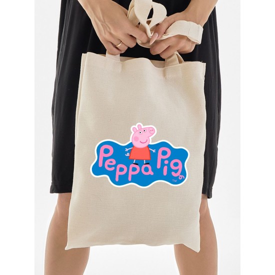 Сумка шоппер с героем Свинка Пеппа. Детский шоппер с принтом Peppa pig для мальчика и девочки.