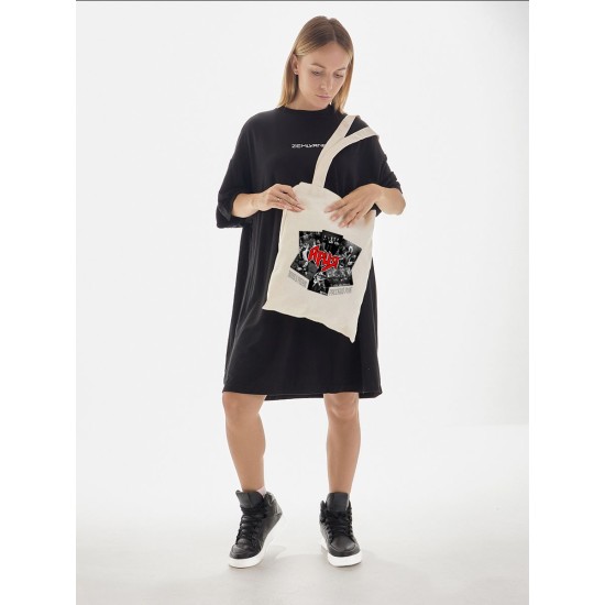Шоппер с принтом Ария rock. Тканевая сумка с надписью русский рок в стиле street style.