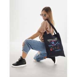 Шоппер с принтом КиШ. Тканевая сумка с надписью Король и Шут в стиле street style.