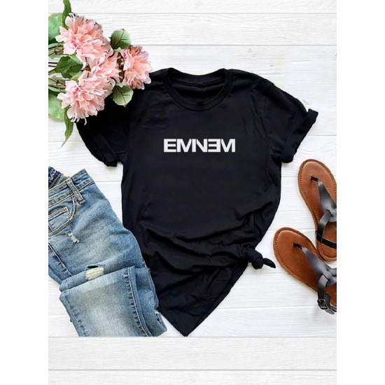 Футболка Eminem с Эминемом rap с принтом и надписью в стиле рэп music с музыкальной тематикой эстетика aesthetic, черная женская и мужская стрит стайл прикольная андеграунд одежда кэжуал underground.