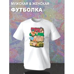 Футболка south park южный парк и прикол с принтом ниндзя в стиле аниме и эстетики манги, ninja anime manga для анимешника, белая женская и мужская прикольная андеграунд одежда кэжуал, стритстайл y2k.