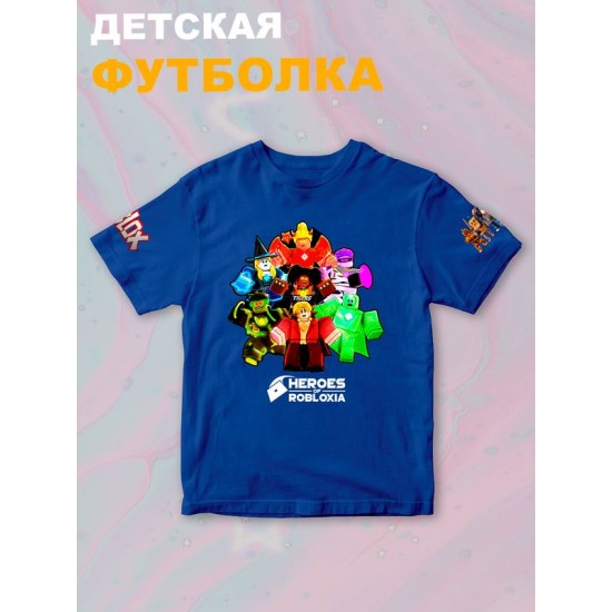 Футболка роблокс герои и roblox с принтом и надписью детская