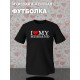 Парная футболка для двоих влюбленных на свадьбу "I love my husband" черная женская. Футболка с принтом "Я люблю своего мужа" для пар и для молодоженов.