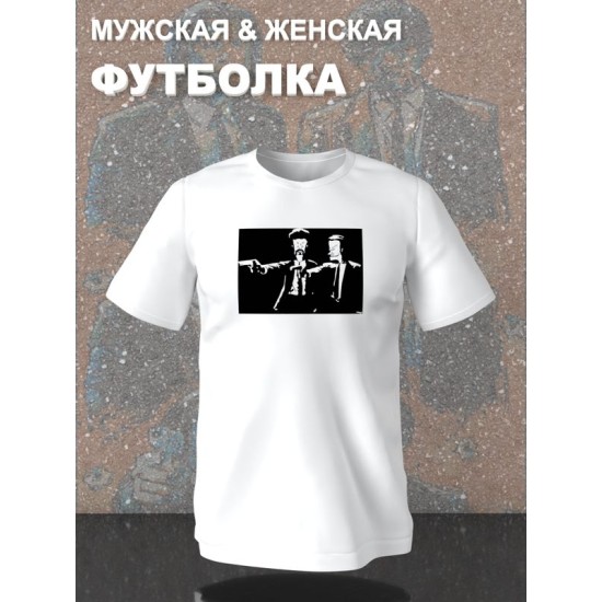 Футболка криминальное чтиво бивис и батхед прикол и эстетика с принтом pulp fiction beavis butthead aesthetic в стиле ретро, белая женская мужская прикольная y2k андеграунд одежда кэжуал underground.