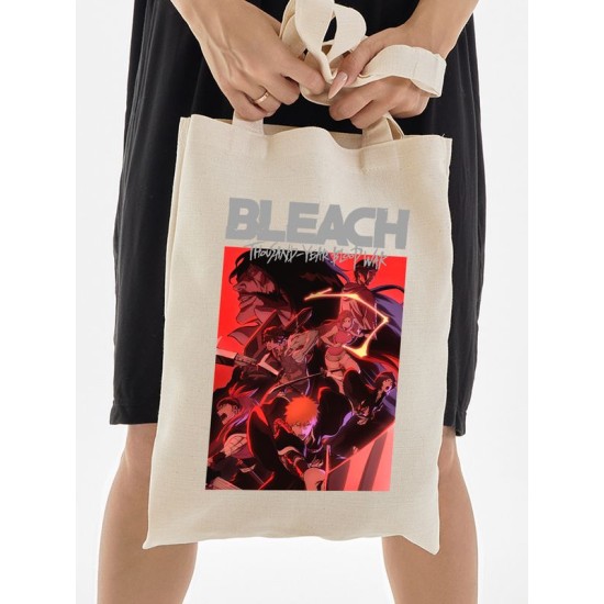 Шоппер блич аниме Bleach thousand year blood war с принтом anime aesthetic, эстетика для анимешника отаку, бежевый, y2k стритстайл сумка для шопинга и покупок тканевая женская и мужская, shopper bag.