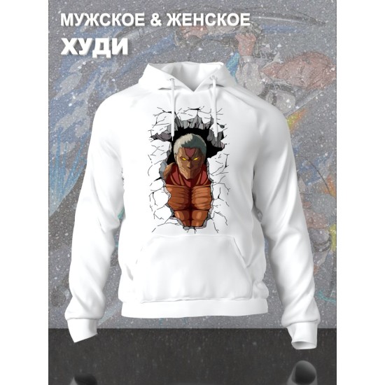 Худи с принтом из мультсериала Атака титанов оверсайз. Худи унисекс Райнер Браун в стиле street style для молодежи.