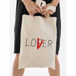 Шоппер lover loser эстетика минимализм с принтом надписью love minimalism aesthetic бежевый, стритстайл сумка для шопинга и покупок тканевая женская мужская, кэжуал андеграунд y2k street style casual.