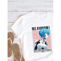 Футболка аянами рей евангелион evangelion с принтом аниме rei ayanami retro anime aesthetic эстетика для анимешника отаку, белая женская мужская, y2k стрит стайл андеграунд прикольная одежда кэжуал.