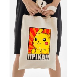Шоппер Пикачу покемон Pikachu pokemon аниме с принтом retro anime aesthetic эстетика для анимешника отаку бежевый, стритстайл прикольная сумка для шопинга и покупок тканевая женская и мужская кэжуал.