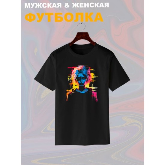 Футболка с аниме глазами тянка и эстетика с принтом каваи тян anime girl eyes graphics aesthetic kawaii kawai, черная женская и мужская прикольная андеграунд одежда кэжуал стритстайл casual y2k style.