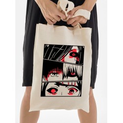 Шоппер Токийский гуль Tokyo Ghoul аниме с принтом канеки кен тоука сузуя джузо dead inside zxc drain дед инсайд anime merch бежевый, стритстайл сумка для шопинга и покупок тканевая женская и мужская.