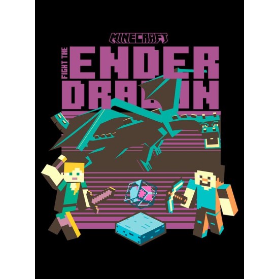 Футболка майнкрафт стив и алекс с драконом minecraft детская