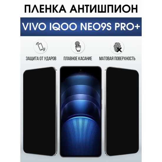 Защитная гидрогелевая пленка для VIVO IQOO NEO9S PRO+, полиуретановая плёнка антишпион на мобильный телефон Виво нео9с про+.