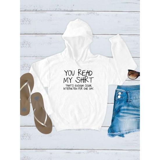 Худи унисекс с прикольной надписью "You read my shirt" оверсайз белое. Худи с принтом в стиле кэжуал.