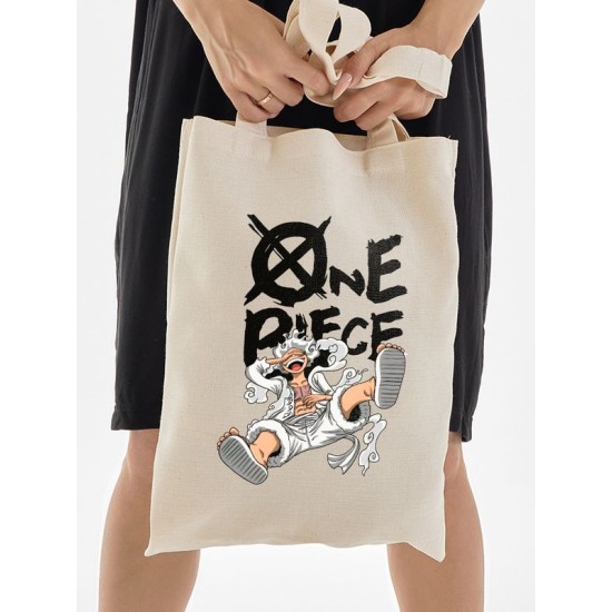 Шоппер луффи ван пис One piece Luffy 5 gear аниме мерч с принтом retro anime merch aesthetic эстетика в стиле ретро бежевый, y2k стритстайл сумка для шопинга и покупок тканевая женская мужская кэжуал.
