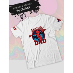 Футболка человек паук спайдермен spiderman best dad марвел
