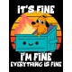 Шоппер с прикольной надписью " Im fine everything is fine " черный. Шоппер с принтом Собака в доме горит, мем в стиле кэжуал.