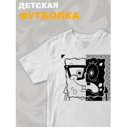 Футболка детская с принтом Губка Боб для мальчика и девочки. Одежда для детей и подростков стрит стайл кежуал.