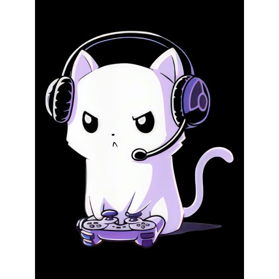 Шоппер с котиком и кот геймер и прикол с принтом game player каваи котенок для геймера kitty cat meme anime kawaii kawai черный, стритстайл сумка для шопинга и покупок тканевая женская мужская кэжуал.