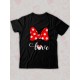 Парная футболка для двоих влюбленных на свадьбу " Минни Маус, Minnie Mouse" черная женская. Футболка с принтом для пар и для молодоженов.