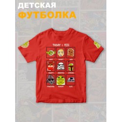Футболка детская с принтом Звездные Войны для мальчика и девочки. Футболка с героями мультфильма Дарт Вейдер, Боба Фетт, Чубакка, Джабба Хатт. Одежда для детей и подростков стрит стайл кежуал.