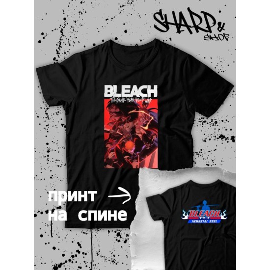 Футболка блич аниме Bleach thousand year blood war с принтом anime aesthetic, эстетика для анимешника отаку, черная женская и мужская прикольная андеграунд одежда кэжуал, стритстайл y2k style.