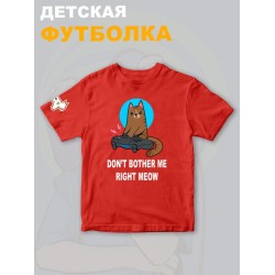 Футболка с котом геймером и надписью meow детская
