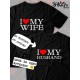 Парная футболка для двоих влюбленных на свадьбу "I love my husband" черная женская. Футболка с принтом "Я люблю своего мужа" для пар и для молодоженов.