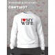 Парный свитшот для двоих влюбленных на свадьбу "I love my wife" белый мужской. Свитшот с принтом "Я люблю свою жену" для пар и для молодоженов.