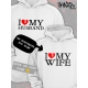 Худи парное для двоих влюбленных на свадьбу "I love my wife" белое мужское. Худи с принтом "Я люблю свою жену" для пар и для молодоженов.