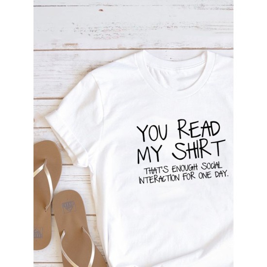 Футболка унисекс с прикольной надписью "You read my shirt" оверсайз белая. Футболка с принтом в стиле кэжуал.
