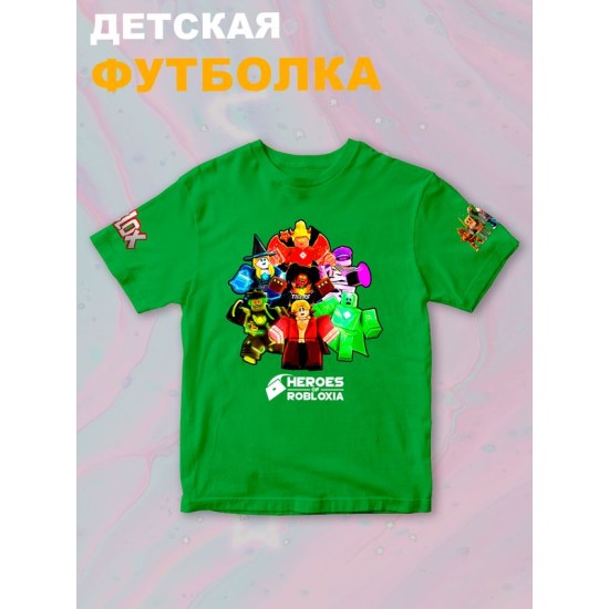 Футболка роблокс герои и roblox с принтом и надписью детская