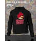 Худи парное для двоих влюбленных на свадьбу "Angry birds, злые птицы" черное мужское. Худи с принтом "Энгри Бердз, красная птичка" для пар и для молодоженов.