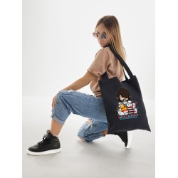 Сумка шоппер с принтом Toca Boca and Hello Kitty и прикольной надписью snack attack. Детский шоппер Тока Бока и Хеллоу Китти для мальчика и девочки. Тканевая сумка подростковая на плечо кежуал.