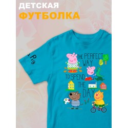 Футболка с героями мультфильма Свинка Пеппа и прикольной надписью. Футболка детская с принтом Peppa pig для мальчика и девочки. Одежда для детей и подростков стрит стайл кежуал.
