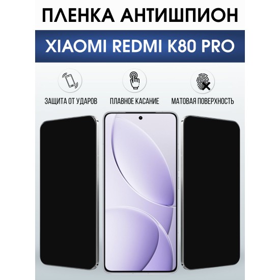 Защитная пленка на телефон Xiaomi Redmi k80 pro антишпион. Полиуретановая бронепленка на экран смартфона Ксиаоми Редми к80 про.