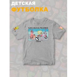 Футболка с героем Губка Боб и прикольной надписью ride or die friends. Футболка детская с принтом Spongebob для мальчика и девочки. Одежда для детей и подростков стрит стайл кежуал.