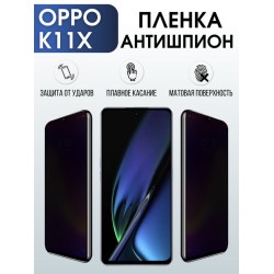 Защитная гидрогелевая пленка для смартфона Орро K11x. Полиуретановая плёнка антишпион на мобильный телефон Оппо К11х, для защиты экрана.