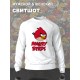 Парный свитшот для двоих влюбленных на свадьбу "Angry birds" белый мужской. Свитшот с принтом "Энгри Бердз" для пар и для молодоженов.