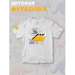 Футболка Динозавры с прикольной надписью free style skate roar. Футболка с принтом dinosaurs для мальчика и девочки. Одежда для детей casual.