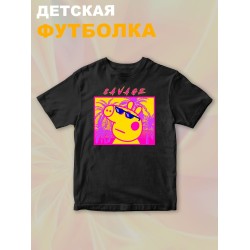 Футболка с героем Свинка Пеппа и прикольной надписью savage. Футболка детская с принтом Peppa pig для мальчика и девочки. Одежда для детей и подростков стрит стайл кежуал.