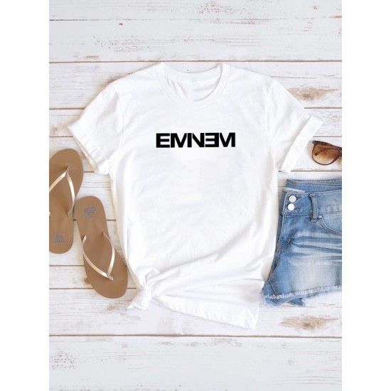 Футболка Eminem с Эминемом rap с принтом и надписью в стиле рэп music с музыкальной тематикой эстетика aesthetic, белая женская и мужская стрит стайл прикольная андеграунд одежда кэжуал underground.
